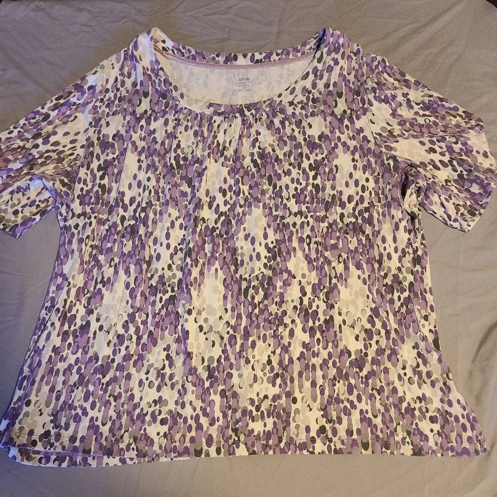 Apt. 9, Short sleeve shirt, purple and white, 3x